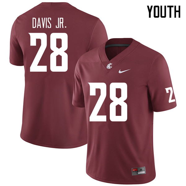 Youth #28 Chad Davis Jr. Washington State Cougars College Football Jerseys Sale-Crimson - Click Image to Close